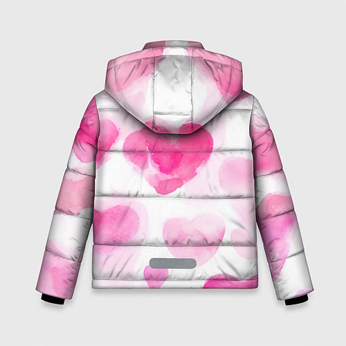 Зимняя куртка для мальчика Акварельные розовые сердечки / 3D-Красный – фото 2
