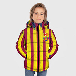 Куртка зимняя для мальчика Полосатые цвета футбольного клуба Барселона, цвет: 3D-красный — фото 2