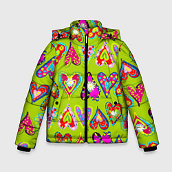 Куртка зимняя для мальчика Разноцветные сердца в мексиканском стиле, цвет: 3D-красный