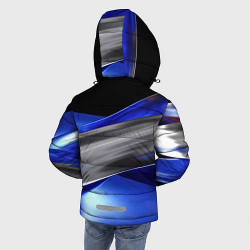 Зимняя куртка для мальчика Серебряная вставка на синей абстракции / 3D-Светло-серый – фото 4