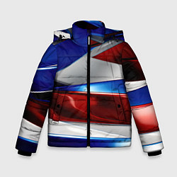 Куртка зимняя для мальчика Изогнутая белая синяя красная абстракция, цвет: 3D-черный