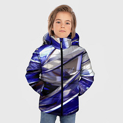Куртка зимняя для мальчика Синие и белые полосы абстракции, цвет: 3D-красный — фото 2