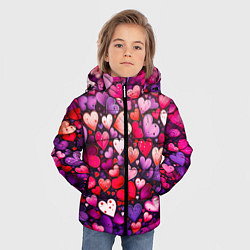 Куртка зимняя для мальчика Множество сердец, цвет: 3D-светло-серый — фото 2