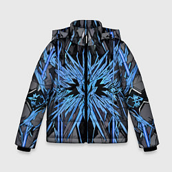 Куртка зимняя для мальчика Камень и синие кристаллы, цвет: 3D-черный