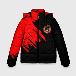 Куртка зимняя для мальчика БССР текстура краски, цвет: 3D-красный