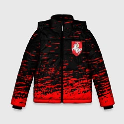 Куртка зимняя для мальчика Герб Белоруссии краски красные, цвет: 3D-красный