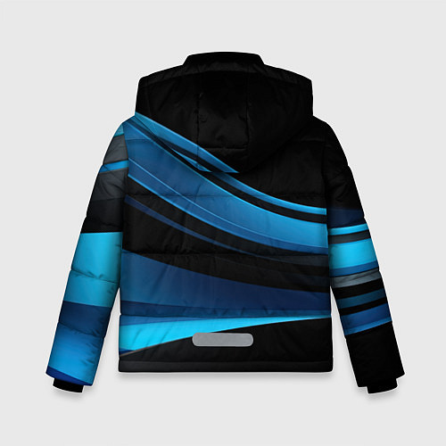 Зимняя куртка для мальчика Черная и синяя геометрическая абстракция / 3D-Красный – фото 2