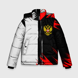 Куртка зимняя для мальчика Россия герб краски текстура, цвет: 3D-черный