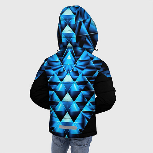 Зимняя куртка для мальчика Синие абстрактные ромбики / 3D-Светло-серый – фото 4