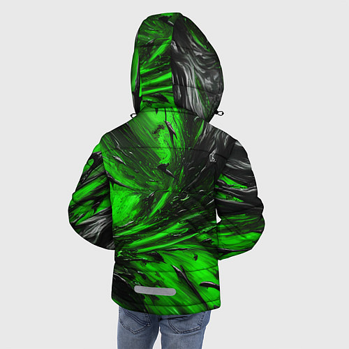 Зимняя куртка для мальчика Чёрная и зелёная субстанция / 3D-Светло-серый – фото 4