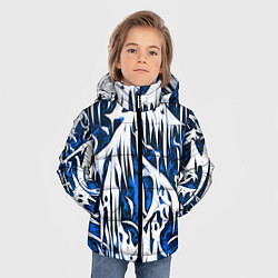 Куртка зимняя для мальчика Белый и синий узор, цвет: 3D-черный — фото 2
