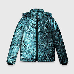 Куртка зимняя для мальчика Эффект жидкого стекла бирюзовый, цвет: 3D-черный
