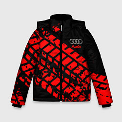 Куртка зимняя для мальчика AUDI краски текстура шины, цвет: 3D-черный