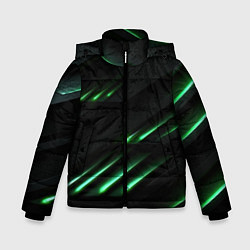 Куртка зимняя для мальчика Спортивный черно-зеленый стиль, цвет: 3D-светло-серый