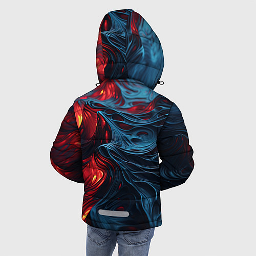Зимняя куртка для мальчика Яркая волнистая абстракция / 3D-Светло-серый – фото 4