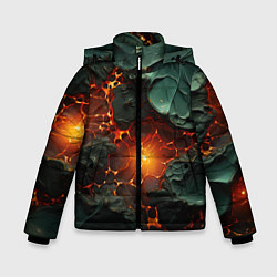 Куртка зимняя для мальчика Объемная текстура и лава, цвет: 3D-черный