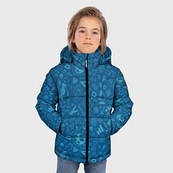 Куртка зимняя для мальчика Школьный синий паттерн, цвет: 3D-красный — фото 2