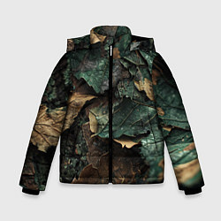 Куртка зимняя для мальчика Реалистичный камуфляж из листьев, цвет: 3D-светло-серый