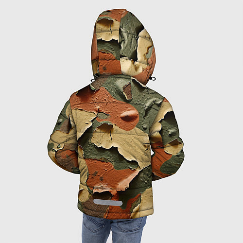 Зимняя куртка для мальчика Реалистичный камуфляж из краски / 3D-Светло-серый – фото 4