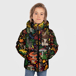 Куртка зимняя для мальчика Фон с лесными грибами, цвет: 3D-красный — фото 2