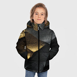 Куртка зимняя для мальчика Черная текстура с золотистым напылением, цвет: 3D-красный — фото 2