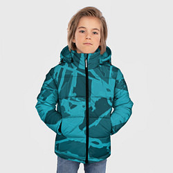 Куртка зимняя для мальчика Изумрудно-бирюзовая графика, цвет: 3D-черный — фото 2