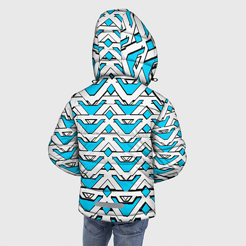 Зимняя куртка для мальчика Бело-синий узор / 3D-Светло-серый – фото 4