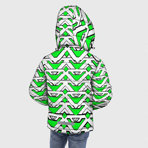 Зимняя куртка для мальчика Бело-зелёный узор / 3D-Светло-серый – фото 4