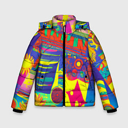 Куртка зимняя для мальчика Яркая графическая абстракция, цвет: 3D-светло-серый