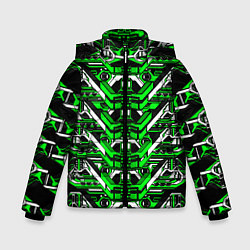 Куртка зимняя для мальчика Зелёно-белая техно броня, цвет: 3D-черный