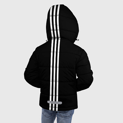 Зимняя куртка для мальчика СССР гост три полоски на черном фоне / 3D-Светло-серый – фото 4