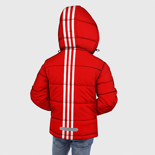 Зимняя куртка для мальчика Россия три полоски на красном фоне / 3D-Светло-серый – фото 4