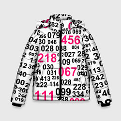 Куртка зимняя для мальчика Игра в кальмара паттерн чисел, цвет: 3D-красный