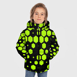 Куртка зимняя для мальчика Зеленые соты киберпанк, цвет: 3D-черный — фото 2