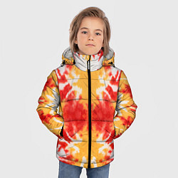 Куртка зимняя для мальчика Красно-желтый тай дай, цвет: 3D-черный — фото 2