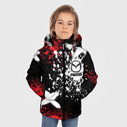 Куртка зимняя для мальчика Мазда на фоне граффити и брызг красок, цвет: 3D-красный — фото 2
