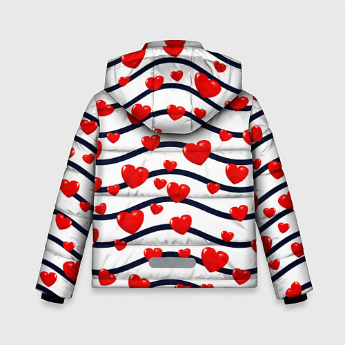 Зимняя куртка для мальчика Сердца на линиях / 3D-Красный – фото 2