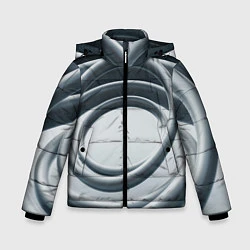 Куртка зимняя для мальчика Серые кольца, цвет: 3D-черный