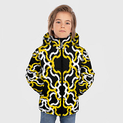 Куртка зимняя для мальчика Жёлто-белые полосы на чёрном фоне, цвет: 3D-черный — фото 2
