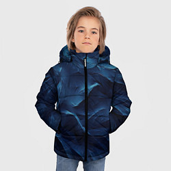 Куртка зимняя для мальчика Синие глубокие абстрактные волны, цвет: 3D-черный — фото 2