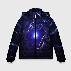 Куртка зимняя для мальчика Синее абстрактное сияние, цвет: 3D-черный