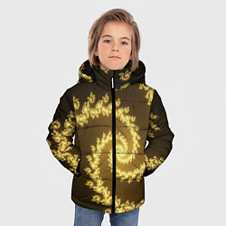 Куртка зимняя для мальчика Желтая спираль фракталов, цвет: 3D-черный — фото 2