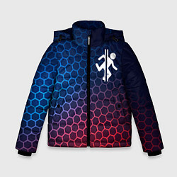 Куртка зимняя для мальчика Portal неоновые соты, цвет: 3D-черный