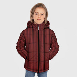 Куртка зимняя для мальчика Тёмно-красный в полоску, цвет: 3D-светло-серый — фото 2