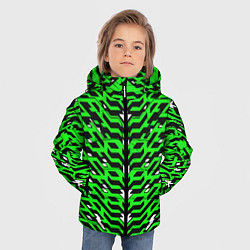 Куртка зимняя для мальчика Агрессивный зелёный паттерн, цвет: 3D-красный — фото 2