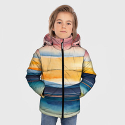 Куртка зимняя для мальчика Акварельный бриз, цвет: 3D-черный — фото 2