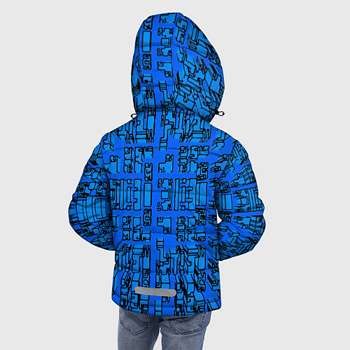 Зимняя куртка для мальчика Синие фигуры с эффектом рыбьего глаза / 3D-Светло-серый – фото 4