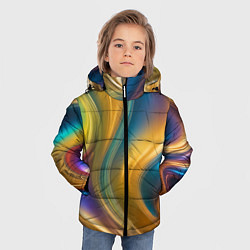 Куртка зимняя для мальчика Жидкий разноцветный металл, цвет: 3D-светло-серый — фото 2