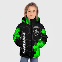 Куртка зимняя для мальчика Lamborghini green sport hexagon, цвет: 3D-черный — фото 2