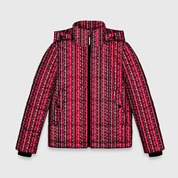 Куртка зимняя для мальчика Красно-розовый искажённые полосы, цвет: 3D-черный